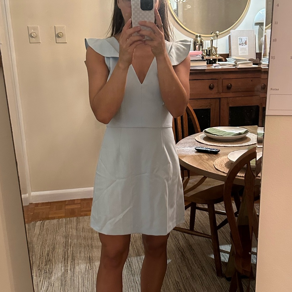 French Connection Light Blue Ruffle Mini Dress
